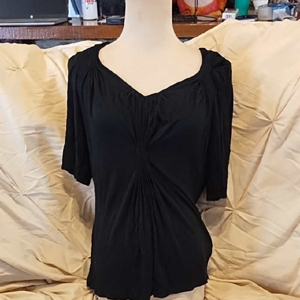 Deletta Black Ruched Women's Blouse